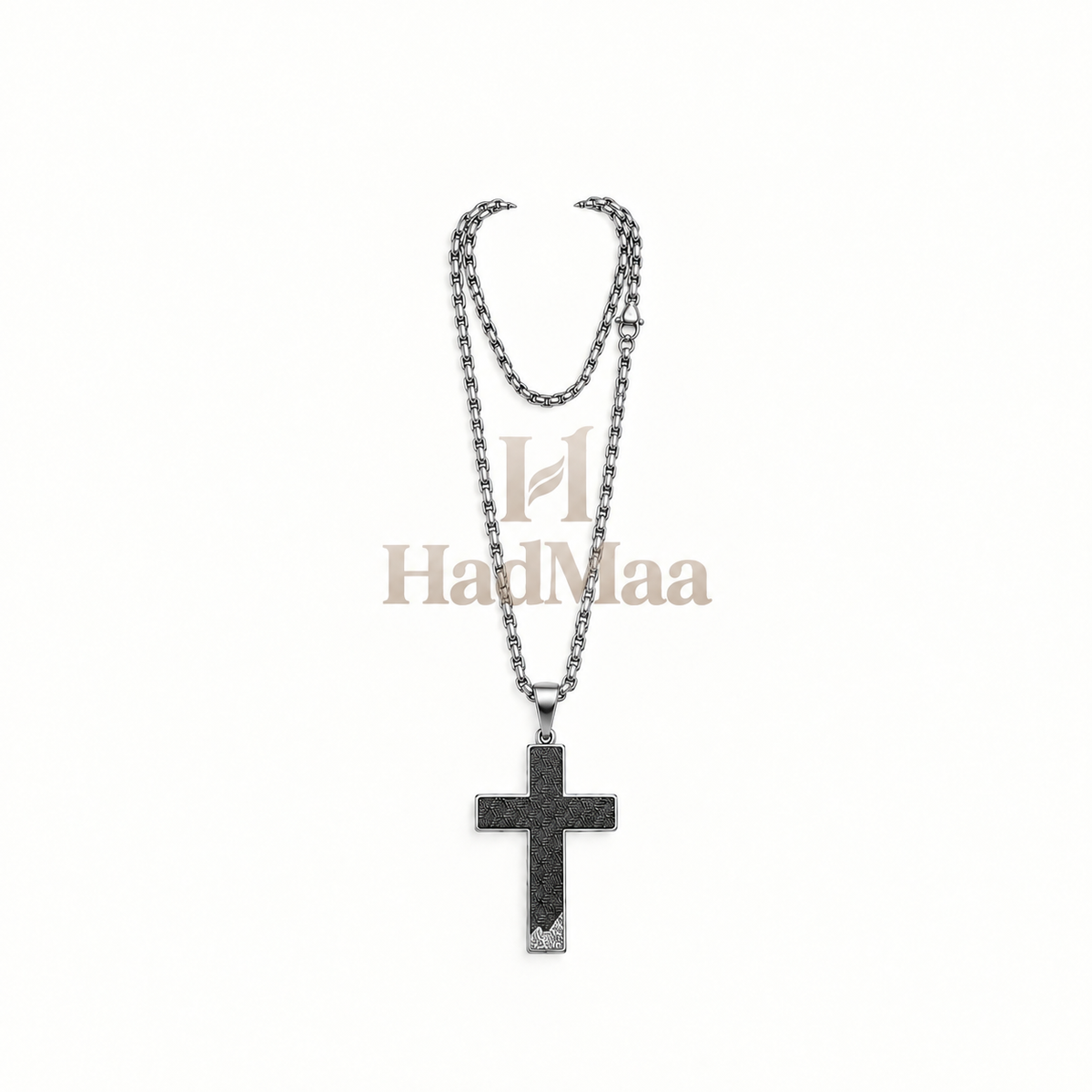 Stainless Steel Cross Necklace – Black & Silver