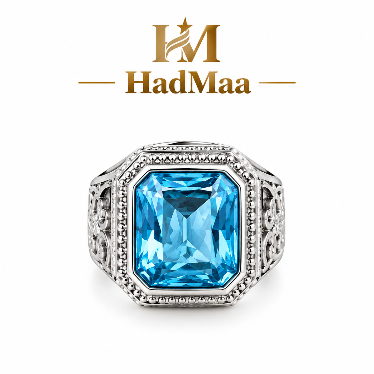 Men’s Blue Stone Signet Ring – Gold&silver Tone | HadMaa