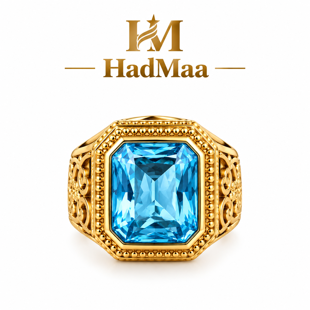 Men’s Blue Stone Signet Ring – Gold&silver Tone | HadMaa