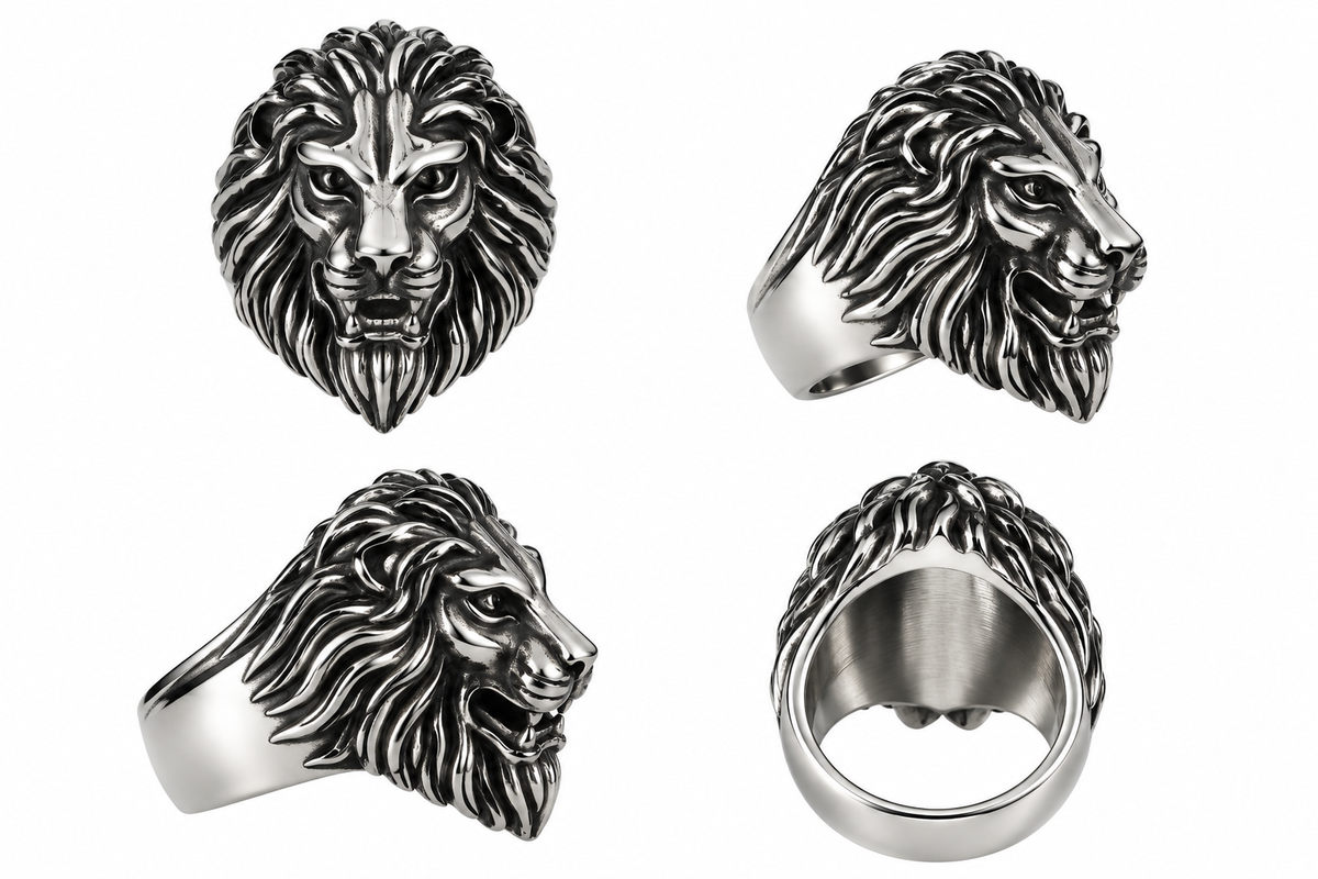 Lion Head Stainless Steel Ring – Bold Men’s Statement Ring