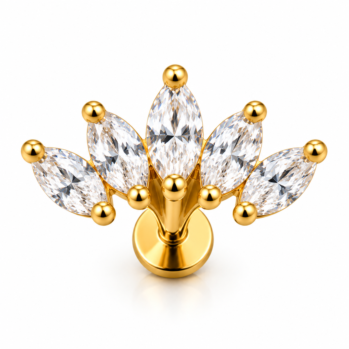 Titanium Floral Crystal Stud Earrings – Gold & Silver