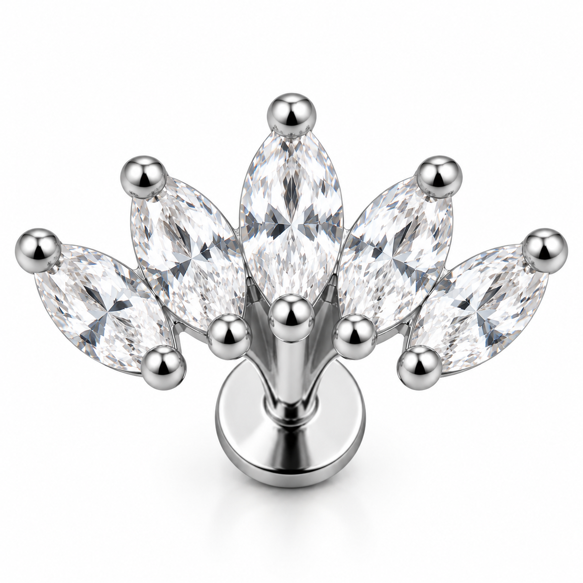 Titanium Floral Crystal Stud Earrings – Gold & Silver