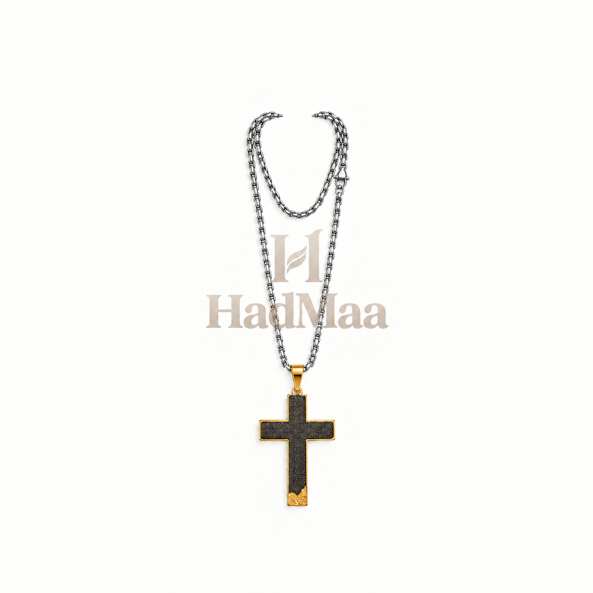 Stainless Steel Cross Necklace – Black & Silver