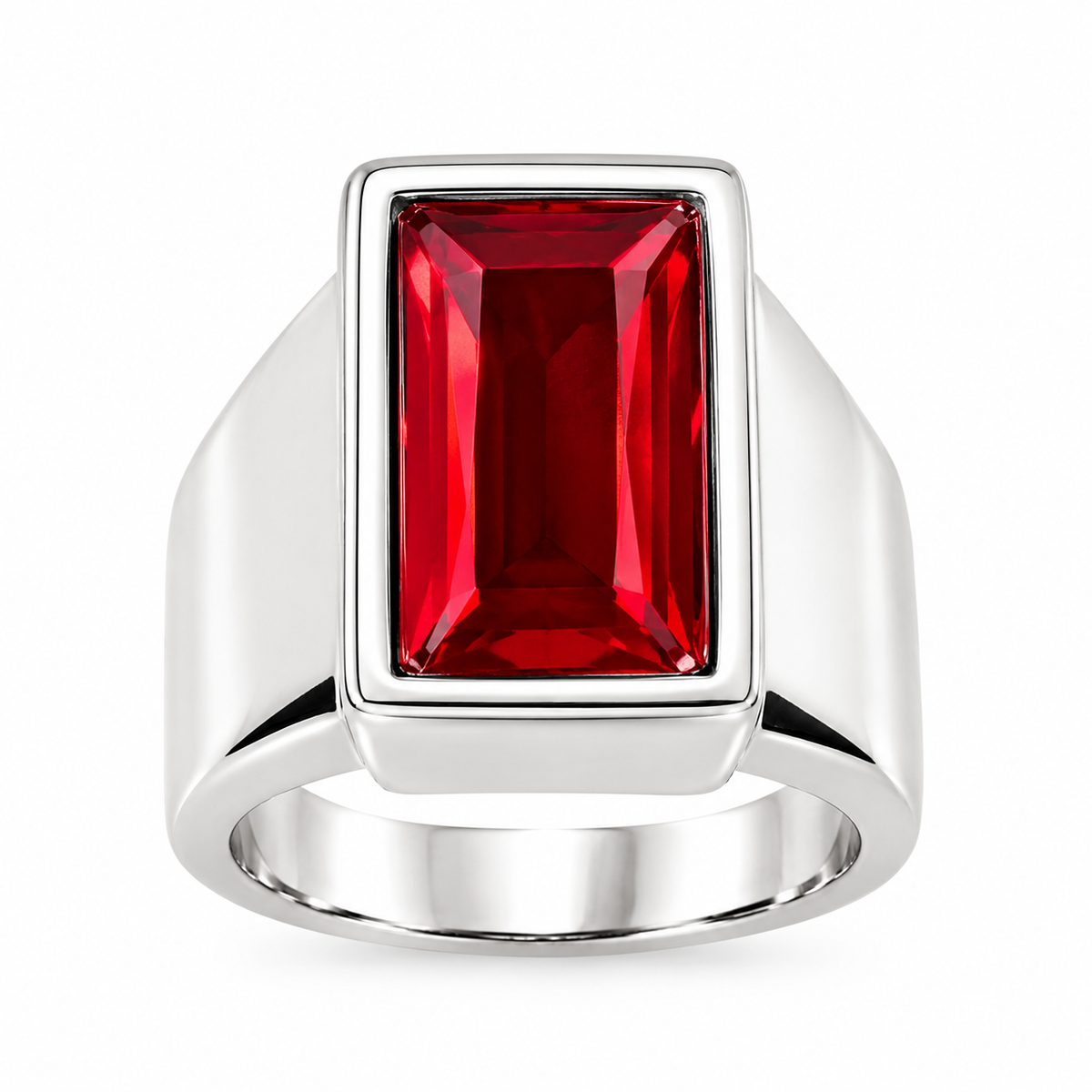 Unisex Rectangular Stone Signet Ring – Stainless Steel Statement Ring