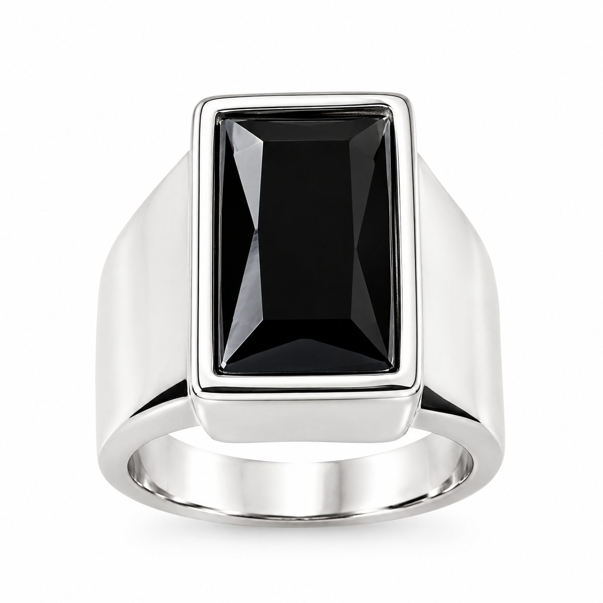 Unisex Rectangular Stone Signet Ring – Stainless Steel Statement Ring